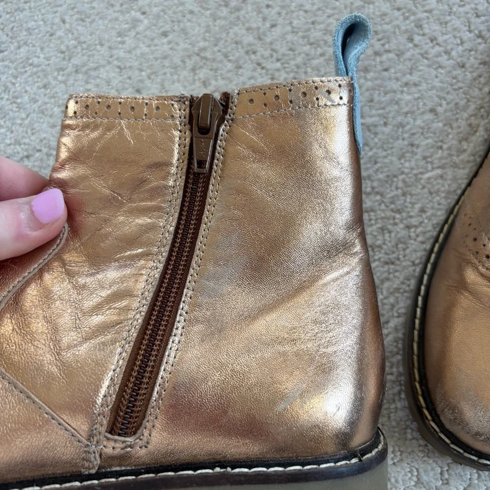 Mini Boden bronze copper leather Chelsea boots